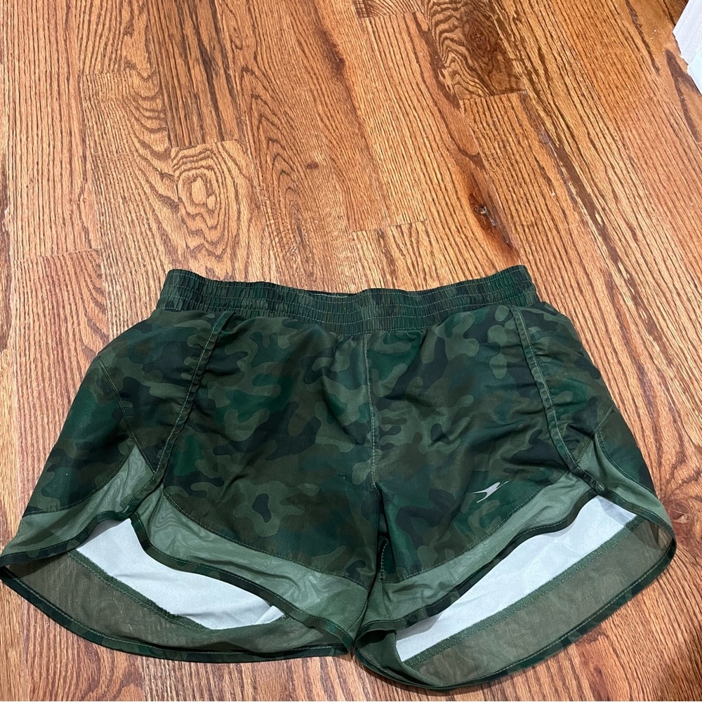 green camo shorts, gently worn, in great condition!